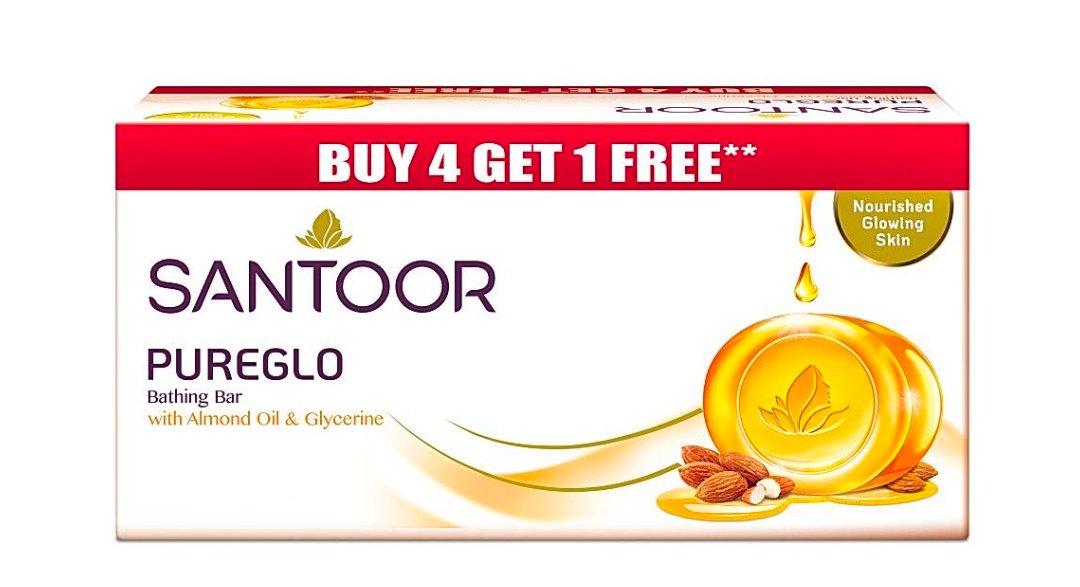 Santoor Pureglo Bathing Bar: 4x125 g