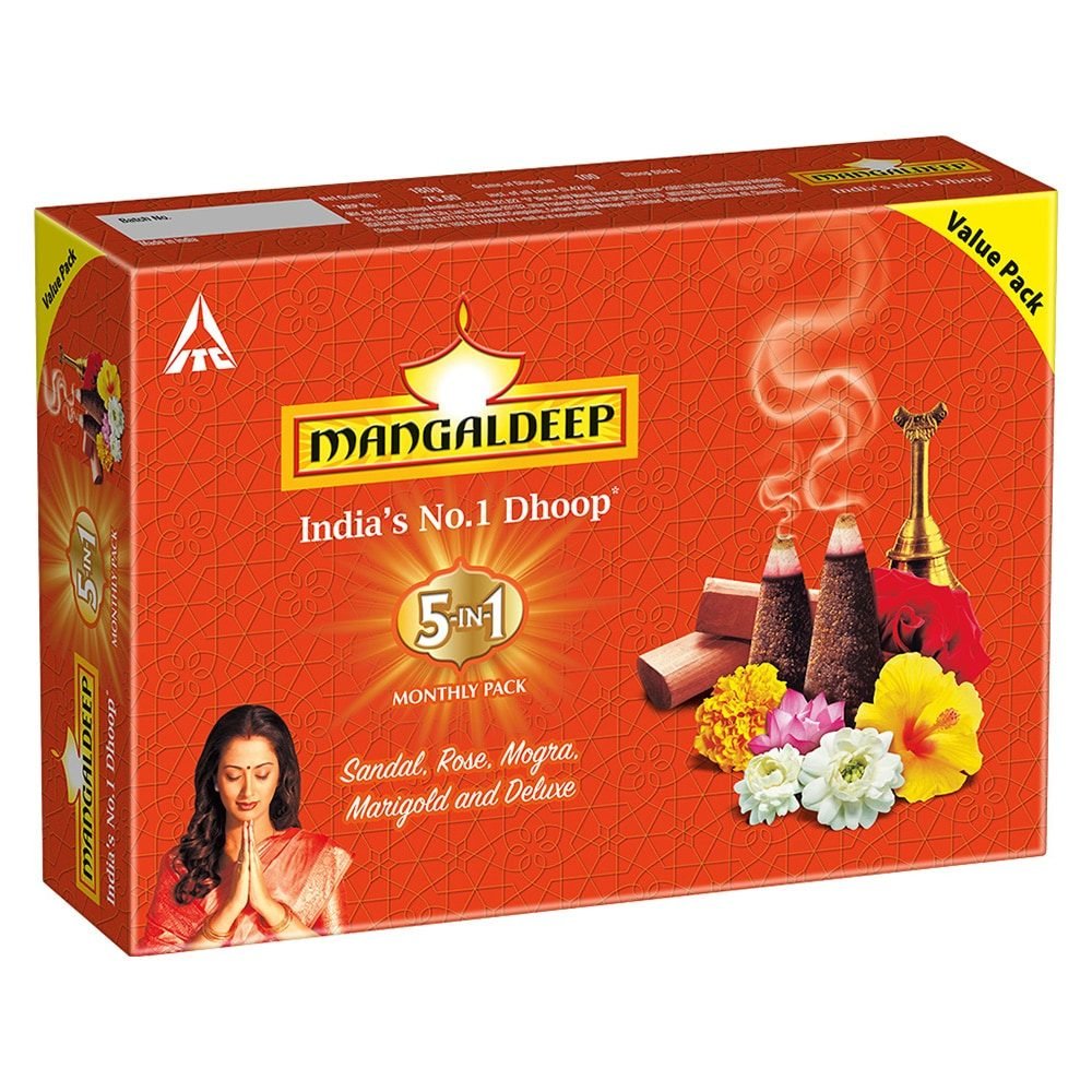 Mangaldeep 5 In 1 Dhoop Stick: 180g (Pack of 5)