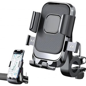 FITGEAR Universal Mobile Holder for Bikes with One Click Locking Phone Holder 360° Rotation Phone Mount Anti-Slip and Adjustable Angle for Motorcycles, Bicycles, E-Bikes, Scooters (FG-088)
