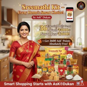 “Sreemathi Kit” 
A Complete Household Essentials Pack for Every Smart Homemaker

🎁 ₹1500+ worth Non-Stick Cookware 
Flat Tawa + Fry Pan Absolutely Free